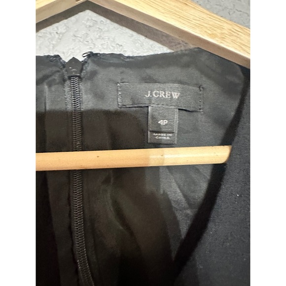 J.Crew V Neck Pleated Fit Flare Dress Women Sz 4P Little Black Dress Festive - Picture 2 of 7